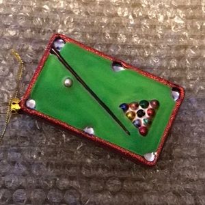 Vintage Pool Table Christmas Ornament. Glass